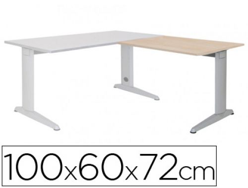 Ala para mesa rocada serie metal 60x 100 cm direita ou esquerda acabamento ac01 aluminio/ faia , Rocada , 73048 , 8427951991935